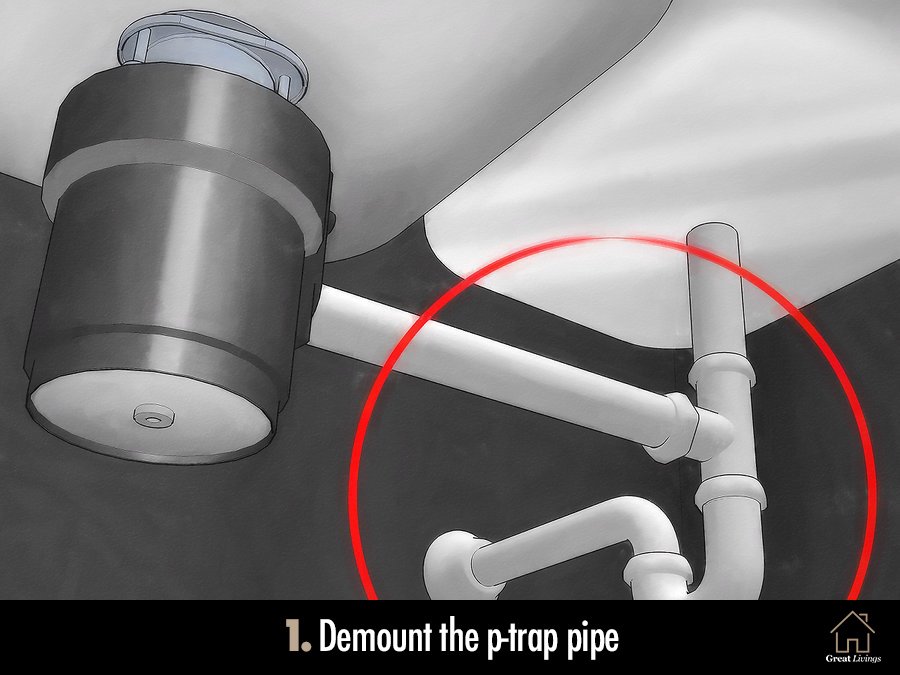 Demount the p-trap pipe