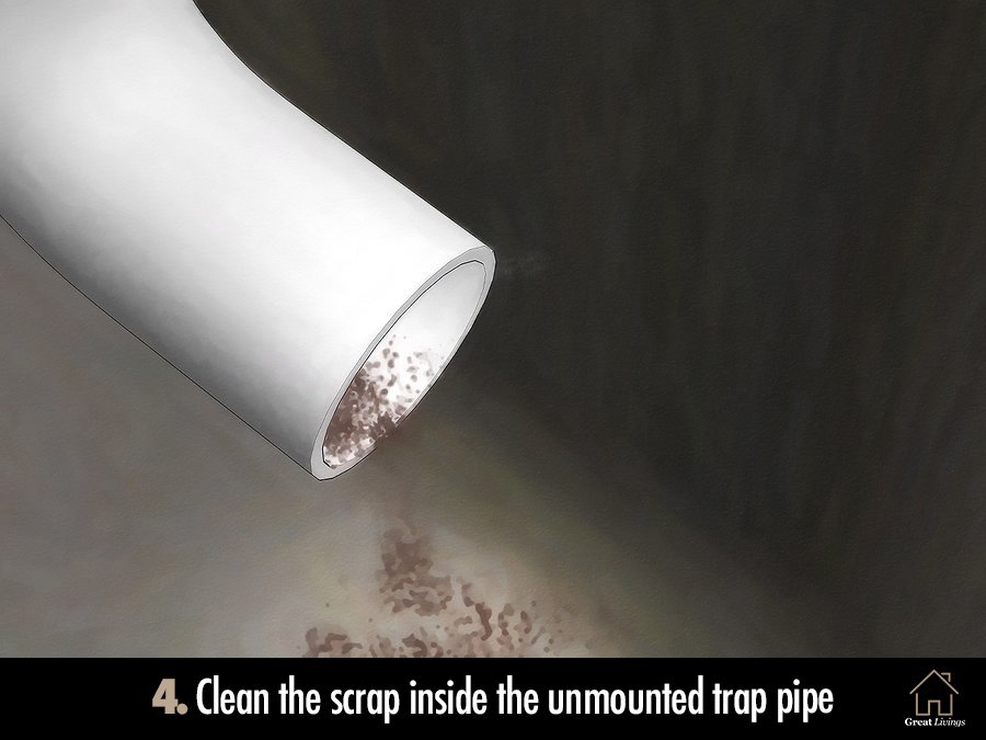 Clean the scrap inside the unmounted trap pipe