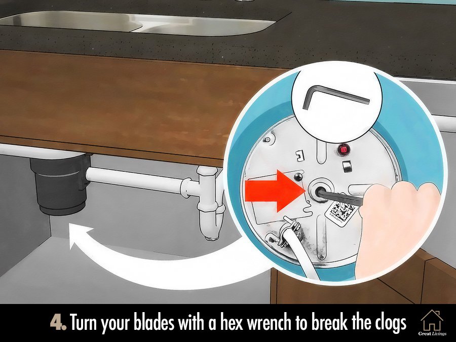 Turn your blades with a hex wrench to manually break the clogs